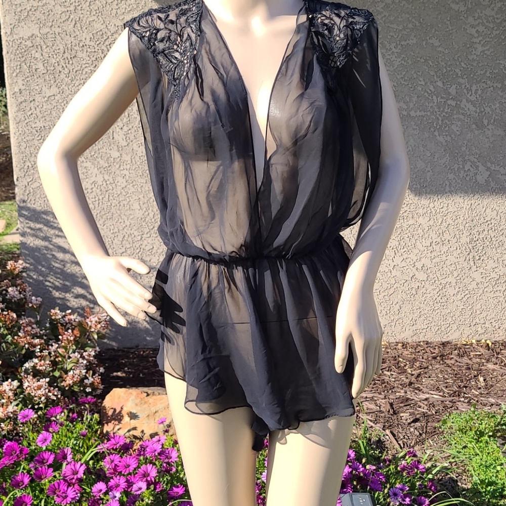 Frederick's of Hollywood Black Sheer Teddy